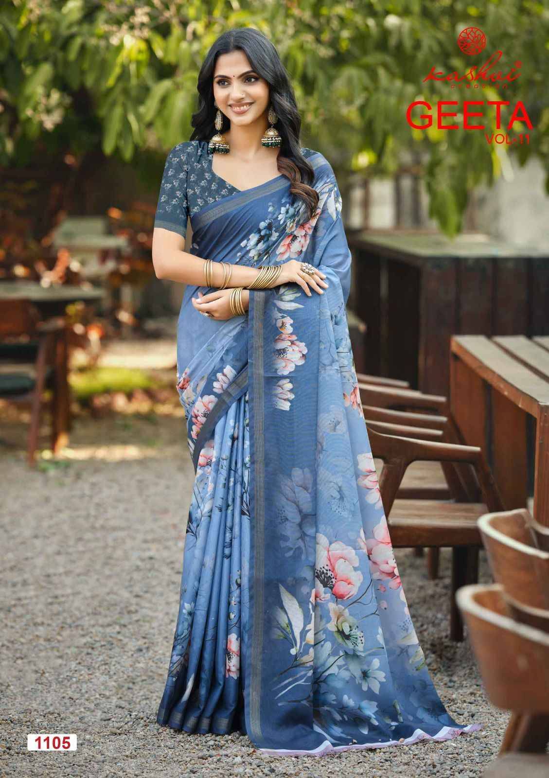 GEETA VOL. 11 By KASHVI CREATION 1101 To 1108 Series Indian Traditional Wear Collection Beautiful Stylish Fancy Colorful Party Wear & Occasional Wear Dull Moss With SIMER SILK Sarees At Wholesale Price
